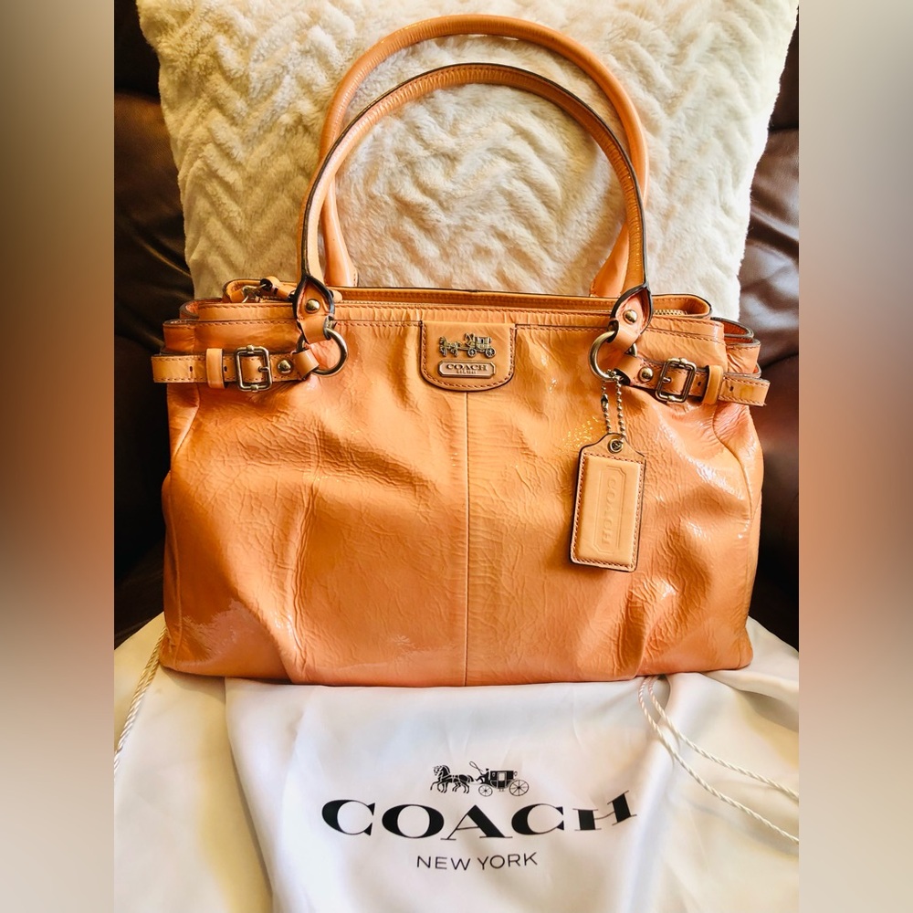 Coach Peach Patent Leather Satchel